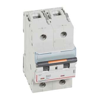Disjoncteur DX³ 25kA arrivée haute/départ bas vis 2P 40A courbe B - 2 mod|Legrand-LEG409720