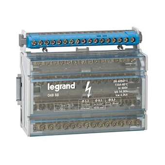 Répartiteur monobloc 4P à bornes 125A -15 connexions par barreau - 8 modules DIN|Legrand-LEG004888