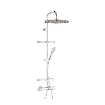 Combiné douche Opium, robinet thermostatique, pomme haute D400 mm, tablettes|Valentin-VA266950000000
