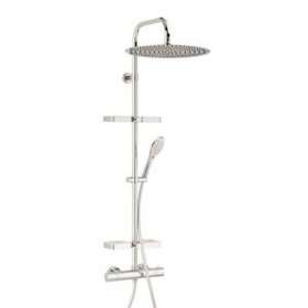 Combiné douche Opium, robinet thermostatique, pomme haute D400 mm, tablettes|Valentin-VA266950000000