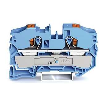 Borne de passage pour 2 conducteurs avec poussoir 16mm², bleu|Wago contact-WAG2216-1204