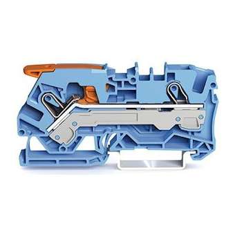 Borne de passage pour 2 conducteurs avec levier et Push-in CAGE CLAMP 6mm², ble|Wago contact-WAG2106-1204