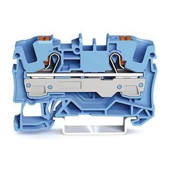 Borne de passage pour 2 conducteurs avec poussoir 6mm², bleu|Wago contact-WAG2206-1204