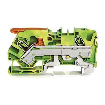 Borne de protection pour 2 conducteu avec levier et Push-in CAGE CLAMP 6mm², ve|Wago contact-WAG2106-1207