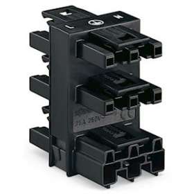 Distributeur quintuple Connecteurs 1 mâle / 5 femelles 3 pôles / Noir|Wago contact-WAG770-608