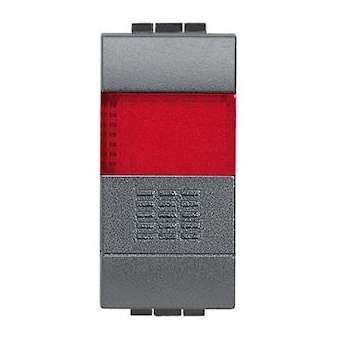 Poussoir à voyant rouge Livinglight 10A 250V - Anthracite|Bticino-TICL4038R