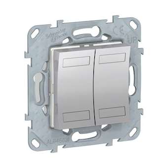 Unica KNX - bouton-poussoir 4 boutons + led - avec support - Alu|Schneider Electric-SCHNU553130