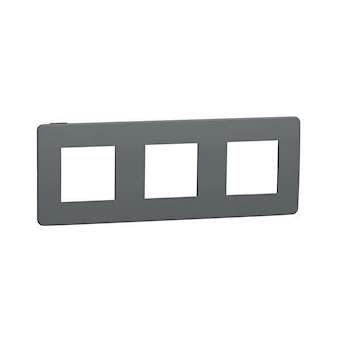 Unica Studio Color - plaque de finition - Gris foncé liseré Anthracite -3 postes|Schneider Electric-SCHNU280622
