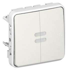 Double interrupteur ou va-et-vient lumineux étanche Plexo IP55 10AX 250V - blanc|Legrand-LEG069626