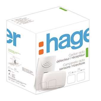 Pack carillon radio 230V 10 mélodies+flash (détect. de passage + récepteur)|Hager-HAG53625