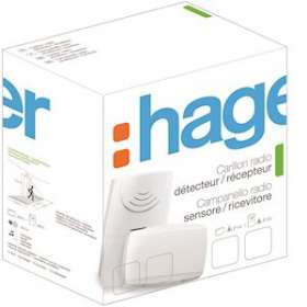 Pack carillon radio 230V 10 mélodies+flash (détect. de passage + récepteur)|Hager-HAG53625