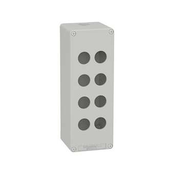 Boite métal vide grise - M25 x1 - 8 trous 22 mm - 80x220x77 mm|Schneider Electric-SCHXAPD4508