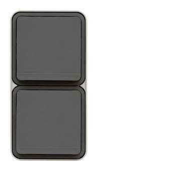 cubyko Prise double verticale 2P+T saillie gris IP55|Hager-HAGWNC132