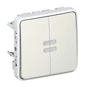 Interrupteur ou va et vient + poussoir inverseur lumineux Plexo composable blanc|Legrand-LEG069619