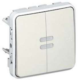 Interrupteur ou va et vient + poussoir inverseur lumineux Plexo composable blanc|Legrand-LEG069619