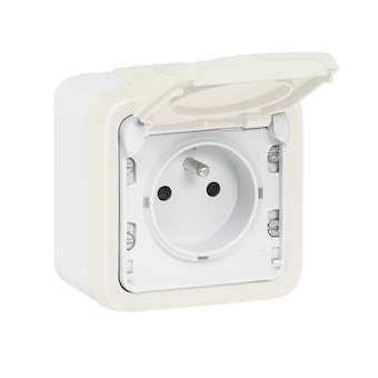 Prise de courant étanche volet de protection IP55 Plexo complet saillie - blanc|Legrand-LEG069918