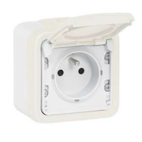 Prise de courant étanche volet de protection IP55 Plexo complet saillie - blanc|Legrand-LEG069918