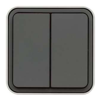cubyko Double poussoir 1O/1F saillie gris IP55|Hager-HAGWNC044