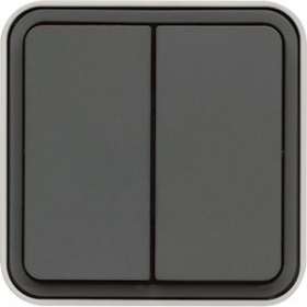 cubyko Double poussoir 1O/1F saillie gris IP55|Hager-HAGWNC044