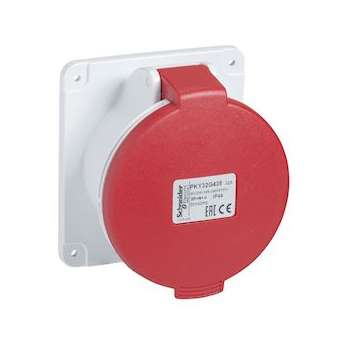 PratiKa - socle de prise industrielle droite 32 A - 3P+T - 380-415 V CA - IP44|Schneider Electric-SCHPKY32G434
