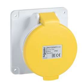 PratiKa - socle de prise industrielle droite 32 A - 3P+T - 100-130 V CA - IP44|Schneider Electric-SCHPKY32G414