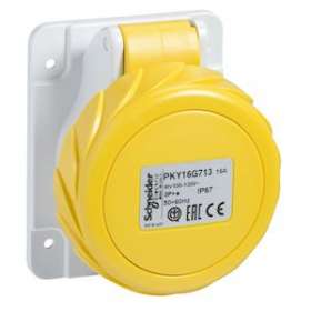 PratiKa - socle de prise industrielle droite 32 A - 2P+T - 100-130 V CA - IP67|Schneider Electric-SCHPKY32G713