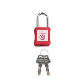 cadenas plastique rouge anse metal 6mm clé identique A4|Catu-CATPM-6-38-R-A4
