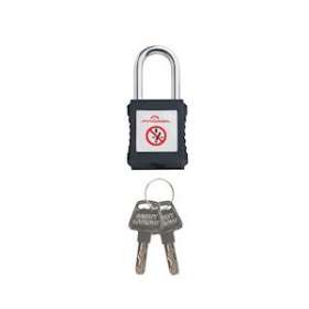 cadenas plastique noir anse metal 6mm clé aléatoire Z|Catu-CATPM-6-38-BK-Z