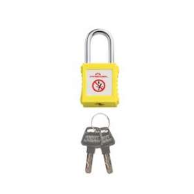 cadenas plastique jaune anse metal 6mm clé aléatoire Z|Catu-CATPM-6-38-Y-Z