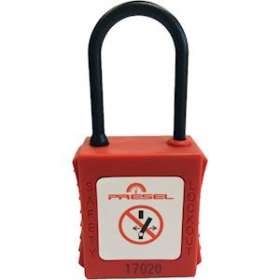 cadenas plastique rouge anse nylon 4mm clé identique A6|Catu-CATPP-4-38-R-A6