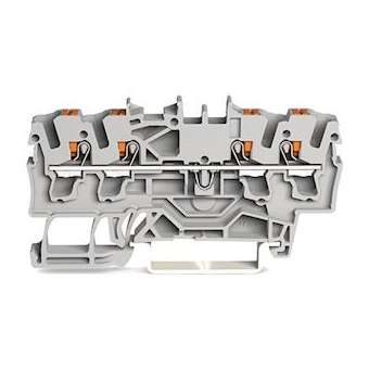 Borne de passage pour 4 conducteurs avec poussoir 2,5mm², gris|Wago contact-WAG2202-1401
