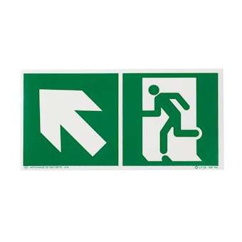 Pictogramme autocollant évacuation avec flèche vers le haut à gauche|Ura-URA956764