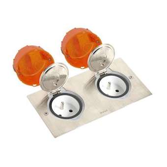 Double prise de sol inox étanche IP44 clapet de protection + boite à encastrer|Legrand-LEG092111