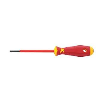 Tournevis isolé 1000V, pour vis à fente, dim: 3,0 x 0,5mm, long. de lame 100mm|Klauke-KKEKL10010030IS