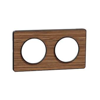 Odace Touch, plaque Bois Zeb. avec liseré Anth. 2 postes horiz/vert entraxe 71mm|Schneider Electric-SCHS540804P4