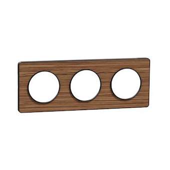 Odace Touch, plaque Bois Zeb avec liseré Anth 3 postes horiz/vert entraxe 71mm|Schneider Electric-SCHS540806P4