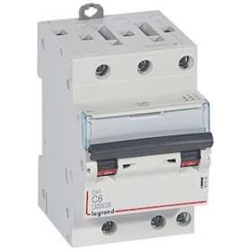 Disjoncteur DX³ 6000 -vis/vis-3P- 400V~-6A-10kA-courbeC-peigne HX³ opti 4P -3M|Legrand-LEG407836