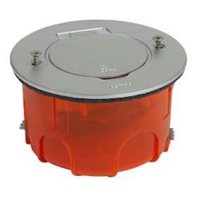 Kit prise de sol ronde inox étanche IP44 avec volet + boite à encastrer|Legrand-LEG092114