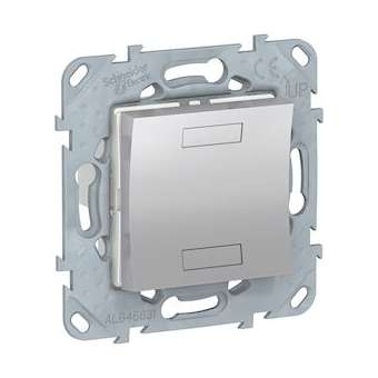 Unica KNX - bouton-poussoir 2 boutons + led - avec support - Alu|Schneider Electric-SCHNU553030
