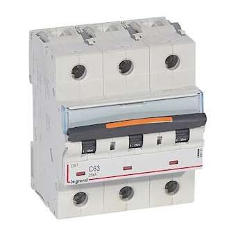 Disjoncteur DX³ 25kA arrivée haut/départ bas vis 3P 63A - courbe C - 4,5 modules|Legrand-LEG409787