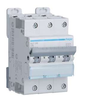 Disjoncteur 3P 6-10kA courbe D - 16A 3 modules|Hager-HAGNGT316
