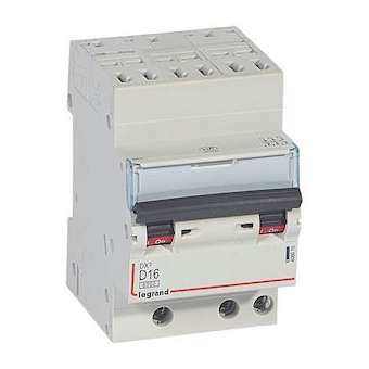 Disjoncteur DX³ 6000-auto/vis-3P-400V -16A-10kA-courbe D-peigne HX³ opti 4P -3M|Legrand-LEG408075