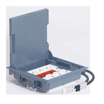 Boîte de sol grise 18 modules horizontale 3X2P+T+3X2P+T détrompée+3RJ45 Cat6 FTP|Legrand-LEG089646