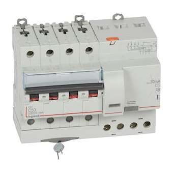 Disj. diff monobloc DX³6000 10kA arrivée haut/départ bas vis 4P 50A typeAC 30mA|Legrand-LEG411191