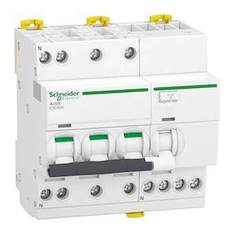 Acti9 iDD40K - disjoncteur différentiel - 3P+N C 40A 4500A/4,5A 30mA type AC|Schneider Electric-SCHA9DK1740