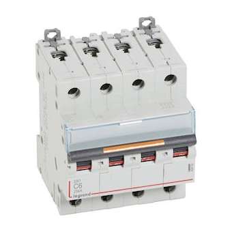 Disj. DX³ 25kA arrivée haute, départ bas à vis 4P 400V~ - 6A courbe C 4 modules|Legrand-LEG409792