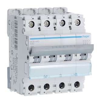 Disjoncteur 4P 20kA courbe B - 40A 4 modules|Hager-HAGNQN440