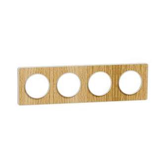 Odace Touch, plaque Bois naturel liseré Blanc 4 postes horiz./vert. 71mm|Schneider Electric-SCHS520808N