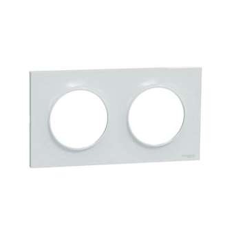 Odace Styl, plaque Blanc Recyclé 2 postes horizontaux ou verticaux entraxe 71mm|Schneider Electric-SCHS510704