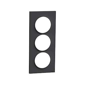 Odace Styl, plaque Anthracite 3 postes verticaux entraxe 57mm|Schneider Electric-SCHS540716